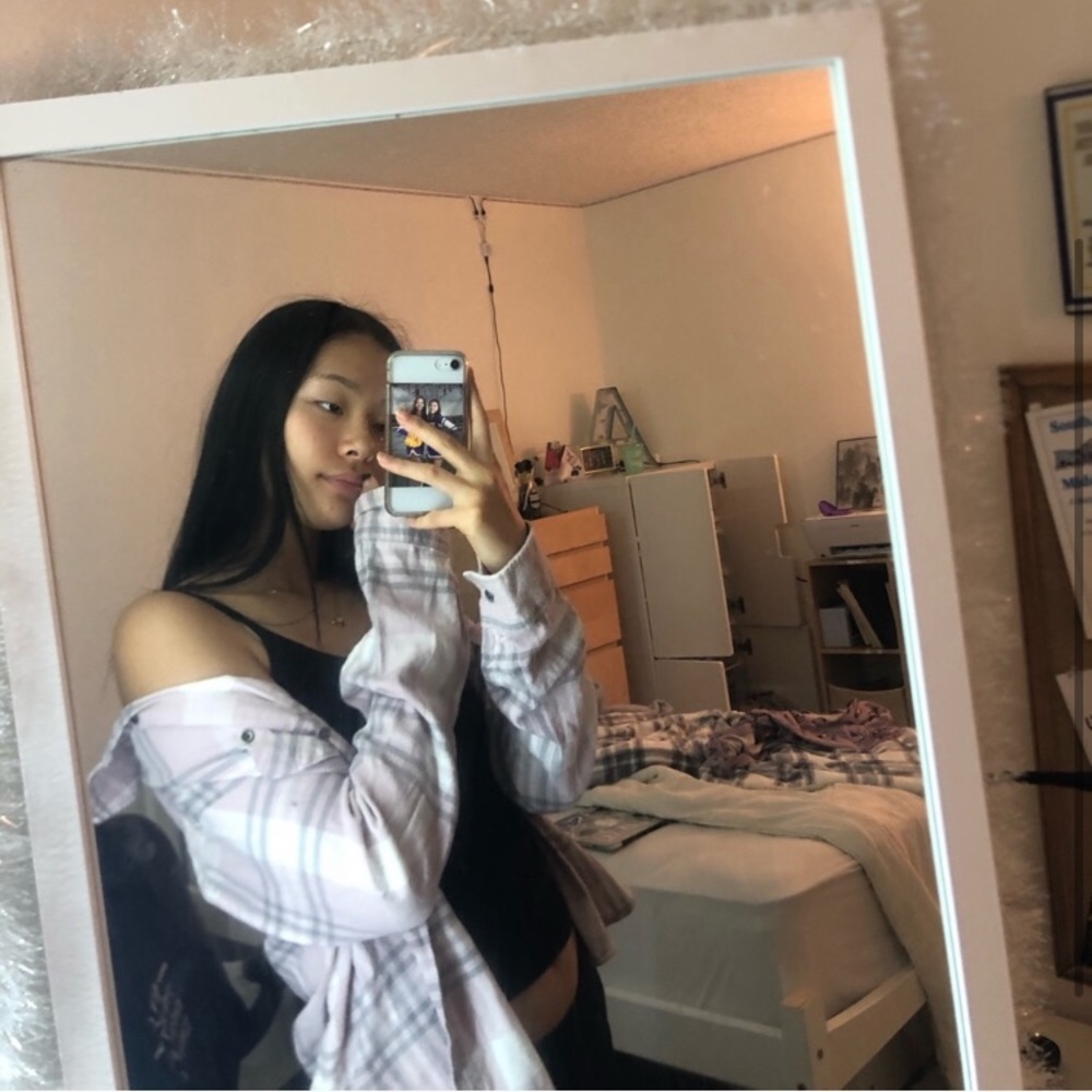 Pacsun pink and white flannel